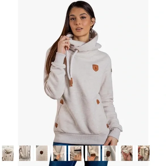 Naketano Oatmeal Heather Hoodie Sweatshirt with rope details - Picture 16 of 16